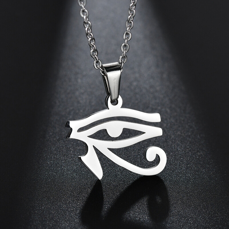 Неръждаема стомана Окото на Хор с висулка Колие Древен Египет Серия Ra Eye Choker за жени Мъж Баща Подарък за рожден ден