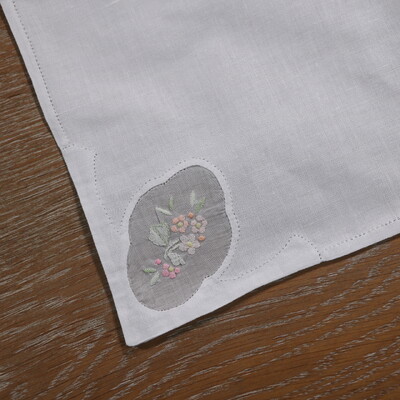 N096 Lenjerie albă 1 bucată 16"x16" șervețele de masă brodate manual