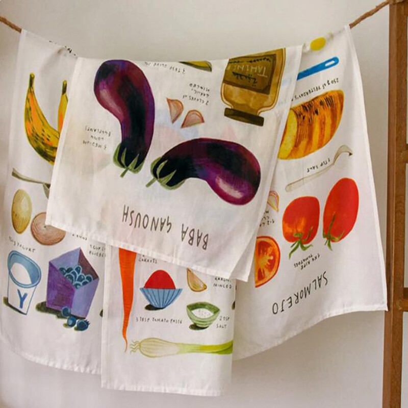 FG343,1db,Pamut nyomott konyharuha,Dekoratív többcélú nedvszívó konyharuha szalvéta otthoni konyhai ajándék választáshoz,60×45cm