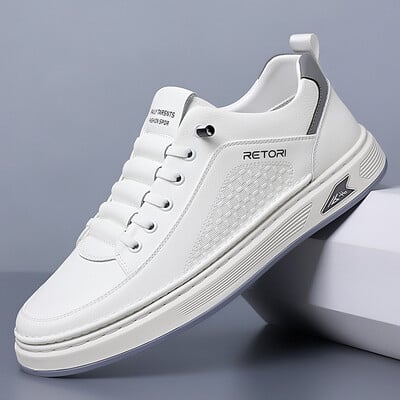 Adidași casual din piele cu platformă la modă pentru bărbați Pantofi de bord pentru bărbați cu talpă moale de designer, primăvară, toamnă, pantofi sport pentru bărbați noi