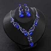 Elegantiškas dviejų dalių papuošalų rinkinys Kalnų krištolinis karoliai Auskarai Elegantiškas Kalnų krištolo nuotakų papuošalų rinkinys vestuvių proga