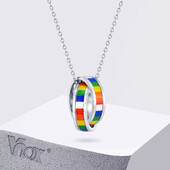 Vnox isprepletene ogrlice s privjescima u duginim krugovima za žene, muškarce, LGBTQ ogrlice s ponosom, nakit