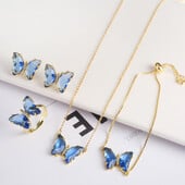 4 τμχ κρύσταλλο ζιργκόν έντομο ζωικό σετ κοσμημάτων πεταλούδα Γυναικείο πάρτι επίχρυσο δώρο Πολυτελές χριστουγεννιάτικο δώρο υψηλής ποιότητας