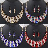 Romantiškas 6 dalių/komplektas vestuvinių papuošalų rinkinys blizgantis krištolo nuotakos papuošalų rinkinys moteriškas karoliai auskarai didmeninė dovana vakarėlis