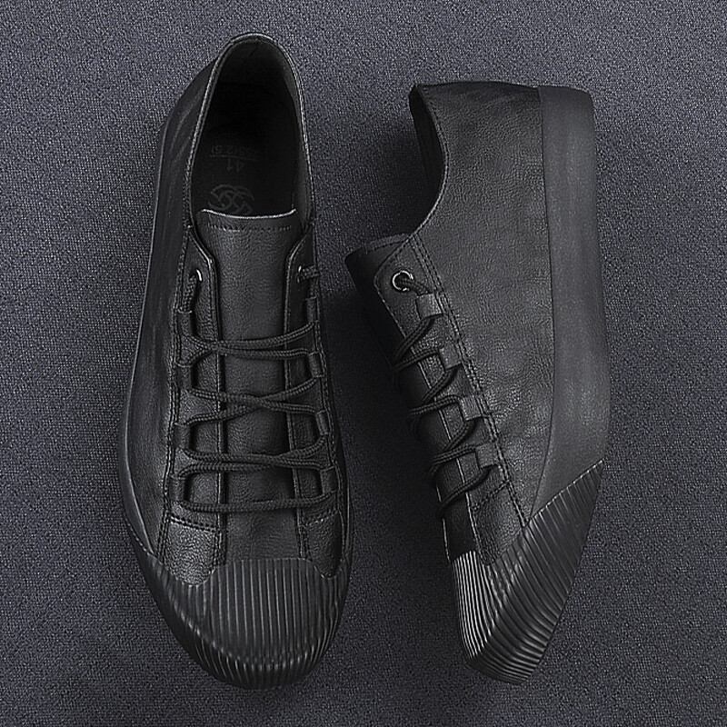 Luxusné pánske mokasíny, nové pánske vulkanizované topánky, jesenné kožené ležérne topánky, kórejská priedušná obuv, čierne šnurovacie tenisky
