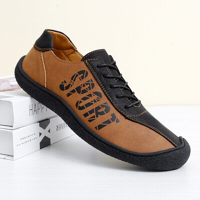 Bőr, szabadtéri, fűzős tornacipők divatos férfi szabadidő vakáció puha vezetési cipők 2024 új, kiváló minőségű férfi alkalmi cipők