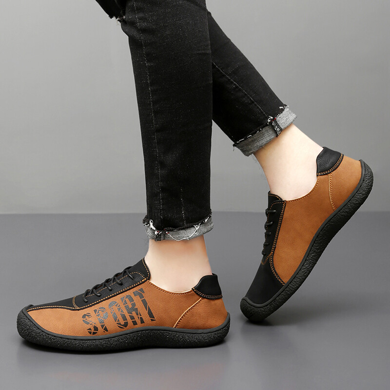 Bőr, szabadtéri, fűzős tornacipők divatos férfi szabadidő vakáció puha vezetési cipők 2024 új, kiváló minőségű férfi alkalmi cipők