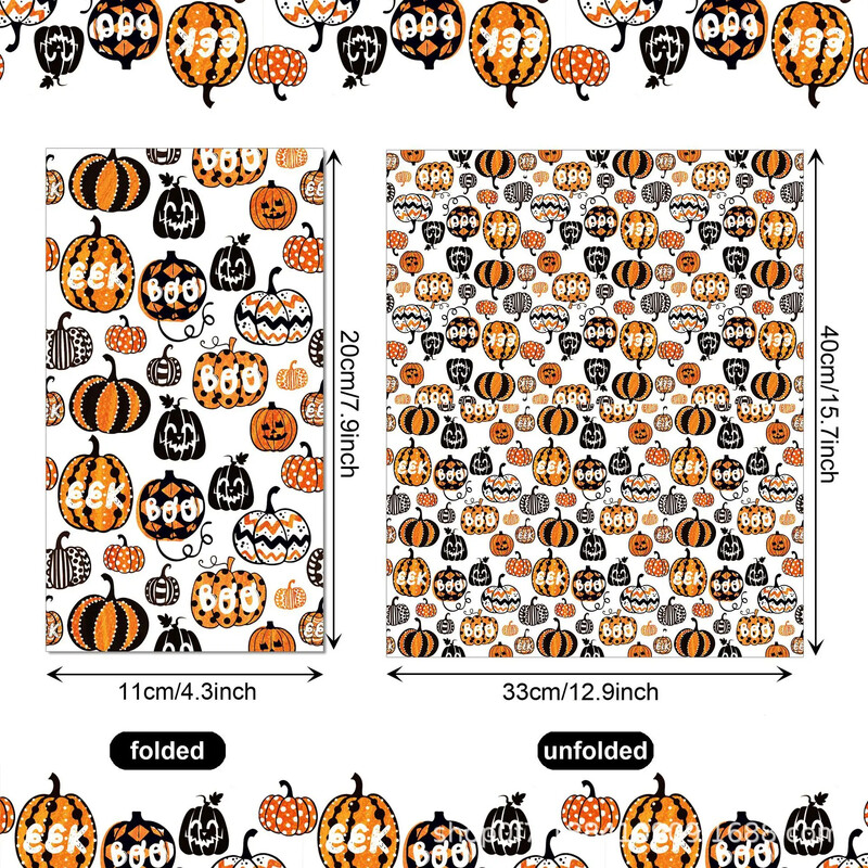 100 ks papierových obrúskov s tekvicou na Halloween, 33 * 40 cm, 2-vrstvové jednorazové obrúsky s kreslenou tekvicou na Halloween na Deň vďakyvzdania