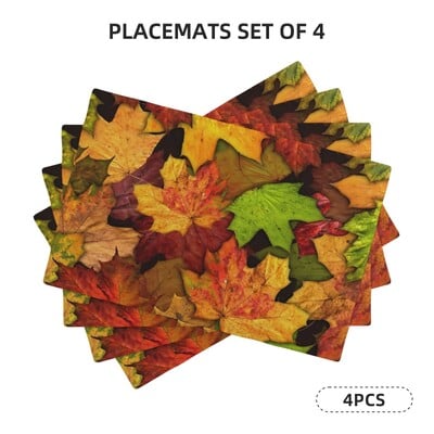 4vnt., klevo lapų miltų kilimėliai rudeniui, sezoniniai stalo kilimėliai viešbučių ir šeimos susibūrimams bei namų virtuvės kilimėlių dekoracijos