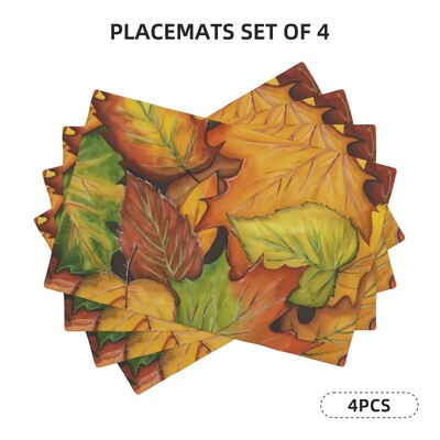 4vnt., klevo lapų miltų kilimėliai rudeniui, sezoniniai stalo kilimėliai viešbučių ir šeimos susibūrimams bei namų virtuvės kilimėlių dekoracijos