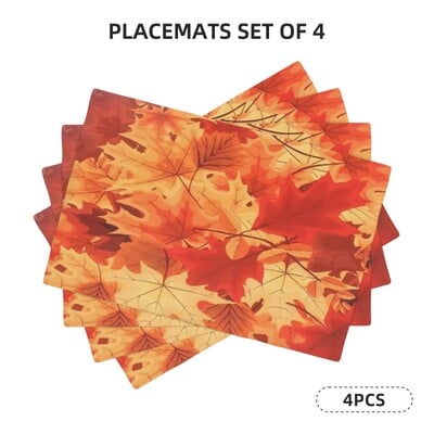 4vnt., klevo lapų miltų kilimėliai rudeniui, sezoniniai stalo kilimėliai viešbučių ir šeimos susibūrimams bei namų virtuvės kilimėlių dekoracijos