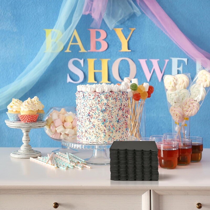 50-100 db fekete csipkés szalvéták 2 rétegű koktélszalvéták eldobható szalvéták születésnapi esküvői vacsora kellékeihez 5x5 hüvelyk