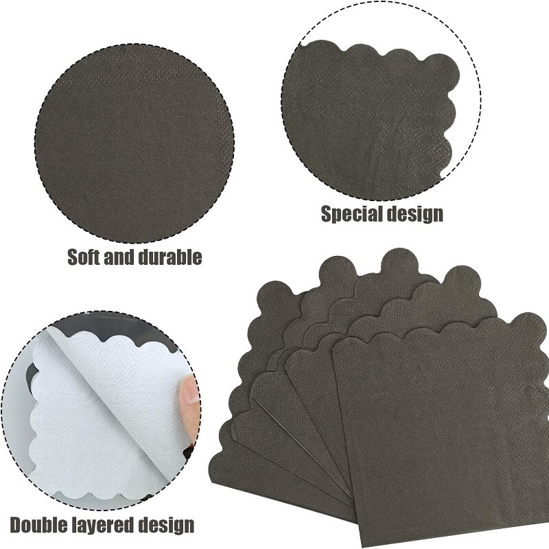 50-100 db fekete csipkés szalvéták 2 rétegű koktélszalvéták eldobható szalvéták születésnapi esküvői vacsora kellékeihez 5x5 hüvelyk