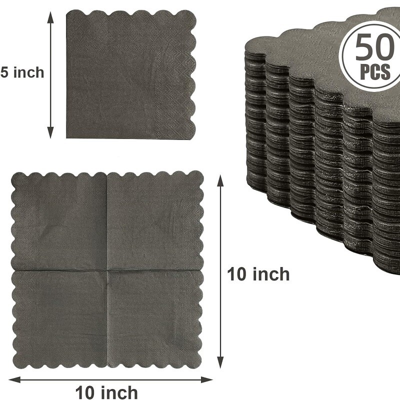 50-100 db fekete csipkés szalvéták 2 rétegű koktélszalvéták eldobható szalvéták születésnapi esküvői vacsora kellékeihez 5x5 hüvelyk