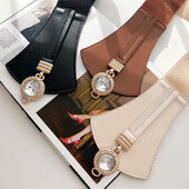 Népszerű női széles öv divatos fém csatos fűző PU bőr rugalmas derékpánt szexi deréktömítés kabát ruha öv pántokhoz