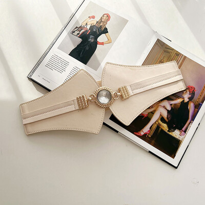 Népszerű női széles öv divatos fém csatos fűző PU bőr rugalmas derékpánt szexi deréktömítés kabát ruha öv pántokhoz