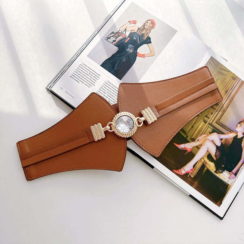 Népszerű női széles öv divatos fém csatos fűző PU bőr rugalmas derékpánt szexi deréktömítés kabát ruha öv pántokhoz