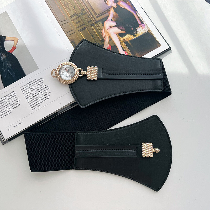 Népszerű női széles öv divatos fém csatos fűző PU bőr rugalmas derékpánt szexi deréktömítés kabát ruha öv pántokhoz