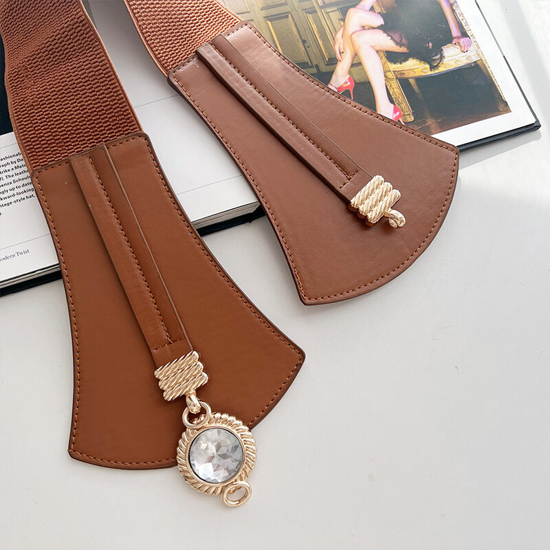 Népszerű női széles öv divatos fém csatos fűző PU bőr rugalmas derékpánt szexi deréktömítés kabát ruha öv pántokhoz