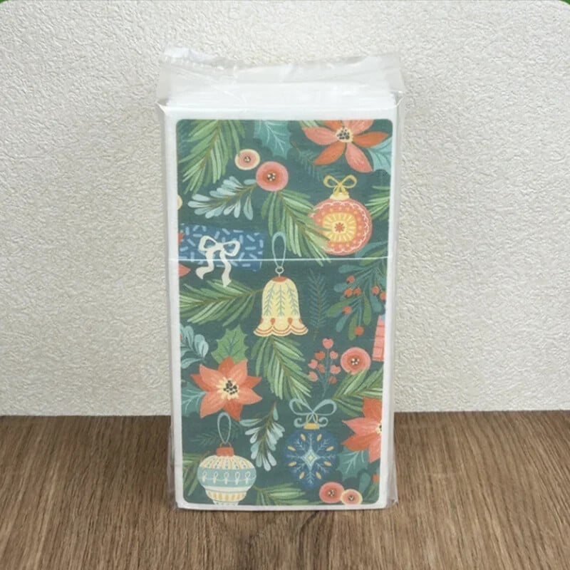 12 bucăți șervețele de hârtie de Crăciun cu buzunar pentru tacâmuri încorporat, prosoape de hârtie pentru cină, de unică folosință, prepliate, ca lenjeria, pentru Crăciun