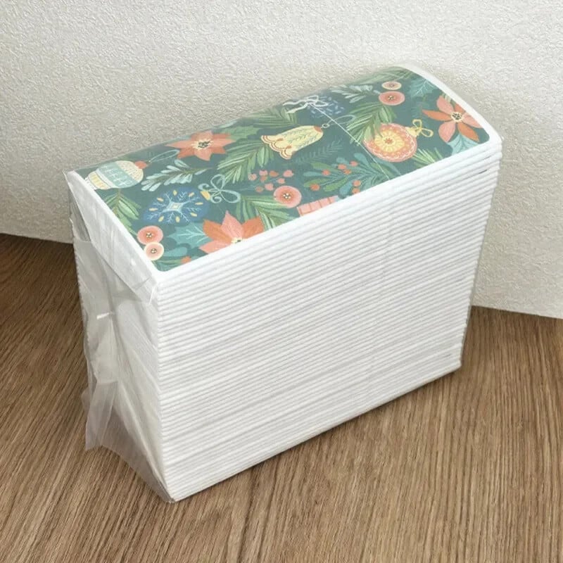 12 bucăți șervețele de hârtie de Crăciun cu buzunar pentru tacâmuri încorporat, prosoape de hârtie pentru cină, de unică folosință, prepliate, ca lenjeria, pentru Crăciun