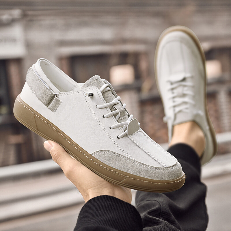 Divat Fehér Zöld Alkalmi tornacipők Valódi bőr Férfi Sportcipők Kültéri Könnyű Férfi Vulcanize Cipők Gördeszka lábbelik