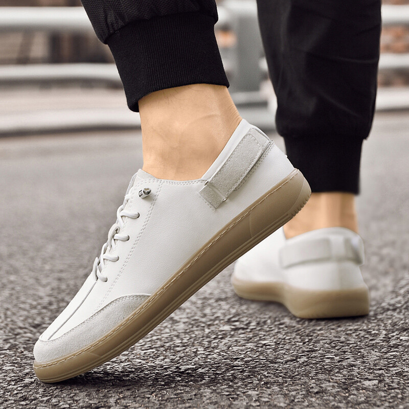 Divat Fehér Zöld Alkalmi tornacipők Valódi bőr Férfi Sportcipők Kültéri Könnyű Férfi Vulcanize Cipők Gördeszka lábbelik