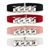 Divat punk derékpánt női rugalmas széles övek ezüst arany lánc PU vastag lánc derékpánt ruha kabát pulóver dekoratív