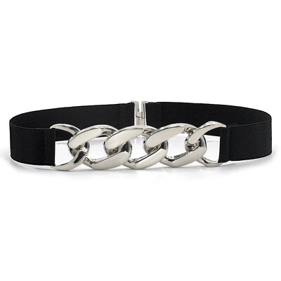 Divat punk derékpánt női rugalmas széles övek ezüst arany lánc PU vastag lánc derékpánt ruha kabát pulóver dekoratív