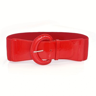 Curele late din PU de culoare strălucitoare simplă, cu cataramă, centură elastică, culoare solidă, la modă, brâu de haină pentru femei