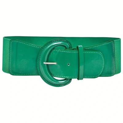 Curele late din PU de culoare strălucitoare simplă, cu cataramă, centură elastică, culoare solidă, la modă, brâu de haină pentru femei