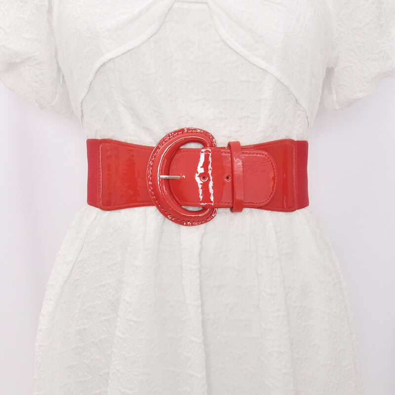 Curele late din PU de culoare strălucitoare simplă, cu cataramă, centură elastică, culoare solidă, la modă, brâu de haină pentru femei