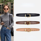 Jeans Fashion Professional 100% Curea din piele naturală pentru femei Decorativă fină din piele de vacă Curea neagră coreeană simplă