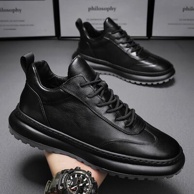Pánske športové bežecké topánky Tenisky na platforme so šnurovaním Čierne protišmykové ležérne tenisky Vulkanizované topánky Zapatillas Hombre