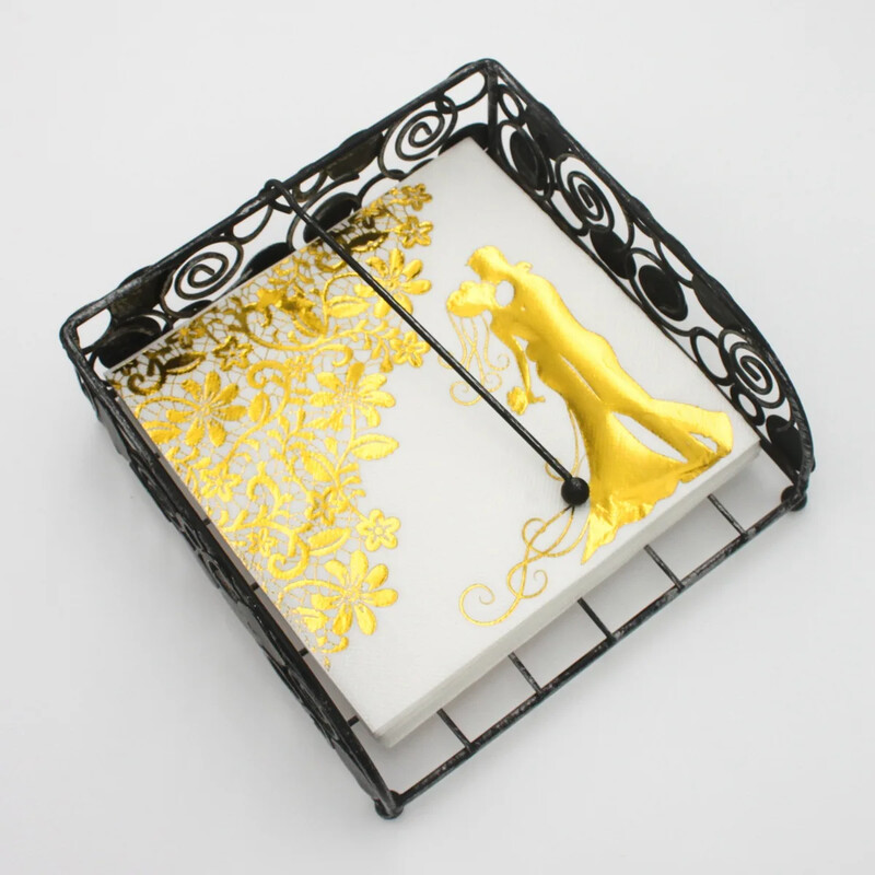 100db Esküvői Papírszalvéták Sparkle Golden Bride Vőlegény asztali szalvéták 33x33cm Kétrétegű Otthoni Szállodai Esküvői Parti Asztali Dekor