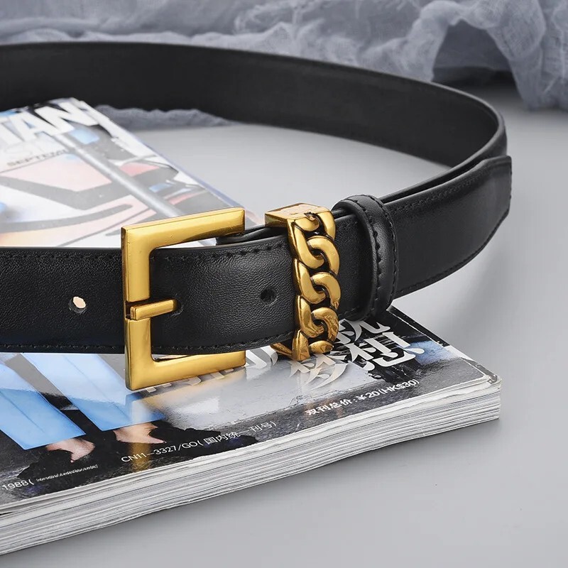 Minkštas natūralios odos diržas moteriškas Madingas universalus dekoratyvinis džinsų diržas su sagtimi aukščiausios klasės moteriškas aksesuaras