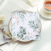 20db Green Plant Nyomtatott Szalvéták Papírok Szájtörlő Kendő Papír Törölközők Buli Ünnepek Asztali tányér elhelyezés Szalvéta törölközők