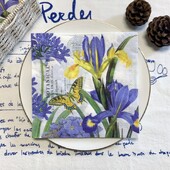 20db/táska Vintage pillangós virág decoupage papírszalvéták kék virágos papírszalvéta karácsonyi születésnapi étkészlet dekorációhoz