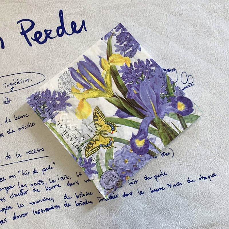 20db/táska Vintage pillangós virág decoupage papírszalvéták kék virágos papírszalvéta karácsonyi születésnapi étkészlet dekorációhoz