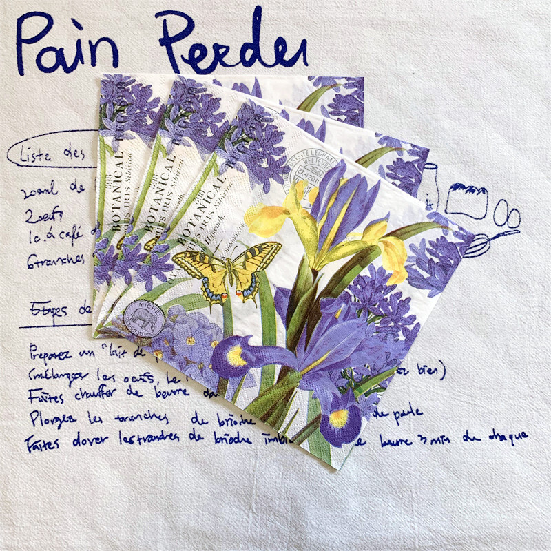 20db/táska Vintage pillangós virág decoupage papírszalvéták kék virágos papírszalvéta karácsonyi születésnapi étkészlet dekorációhoz