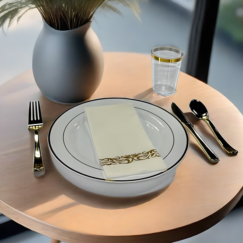 50 vnt. aukso/rožinio aukso spalvos vienkartiniai elegantiški rankšluosčiai, servetėlės, stalo popierius, senovinis rankšluostis baltas gimtadienio vakarėlis Vestuvių vakarėlis