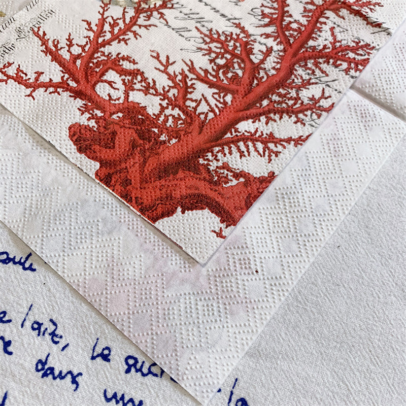 20 ks/balenie vintage papierových obrúskov s motívom hviezdice a koralu na decoupage, morských organizmov, papierových obrúskov na párty, riad, vianočné potreby 25x25 cm