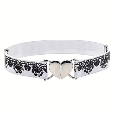 Love cataramă centură subțire pentru femei fustă decorativă cu sigiliu în talie curea îngustă elastică cravată versatilă în talie stoc negru