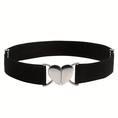 Love cataramă centură subțire pentru femei fustă decorativă cu sigiliu în talie curea îngustă elastică cravată versatilă în talie stoc negru