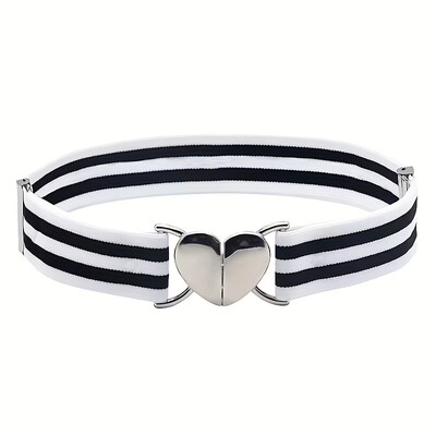 Love cataramă centură subțire pentru femei fustă decorativă cu sigiliu în talie curea îngustă elastică cravată versatilă în talie stoc negru