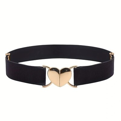 Love cataramă centură subțire pentru femei fustă decorativă cu sigiliu în talie curea îngustă elastică cravată versatilă în talie stoc negru