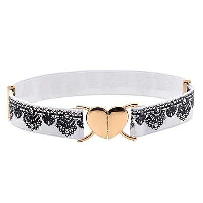 Love cataramă centură subțire pentru femei fustă decorativă cu sigiliu în talie curea îngustă elastică cravată versatilă în talie stoc negru