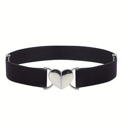 Love cataramă centură subțire pentru femei fustă decorativă cu sigiliu în talie curea îngustă elastică cravată versatilă în talie stoc negru