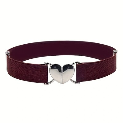 Love cataramă centură subțire pentru femei fustă decorativă cu sigiliu în talie curea îngustă elastică cravată versatilă în talie stoc negru