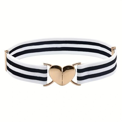 Love cataramă centură subțire pentru femei fustă decorativă cu sigiliu în talie curea îngustă elastică cravată versatilă în talie stoc negru